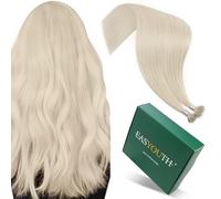 Easyouth Extensiones de Pelo Nano Rubio Cabello Humano Extensiones de Pelo Nano Loop 45cm 50g/50s Extensiones de Pelo Nano Rubio Cabello Humano Blanco Pre Bonded Nano Beads Hair Extensions Real Hair