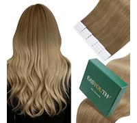 Easyouth Glue in Hair Extensions #10/14 Ombre Marrón a Rubio Dorado Adhesivo Extensiones de Pelo 40 Gramo/20 Piezas 18 Pulgadas Extensiones de Adhesivas