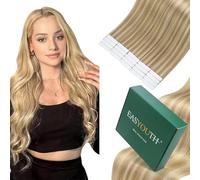 Easyouth Rubio Highlight Extensiones Adhesivas Pelo Natural Invisible Rubio Adhesivas Pelo de Verdad 14 Pulgadas 40g 20Pcs Tape in Hair Extensions Rubio Highlight