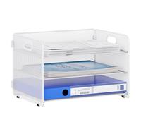 EasyPAG 3 Niveles Metal Malla A4 Bandeja Archivo Organizador Papel Clasificador Escritorio Almacenamiento Documentos Soporte Archivador Estante Carta,Blanco