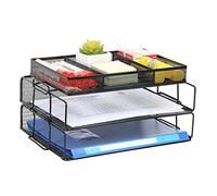 EasyPAG 3 Niveles Metal Malla A4 Bandejas Oficina Apilables Organizador Revistero Almacenamiento Papeles Soporte Archivador Clasificador Documentos Estante Carta,Negro
