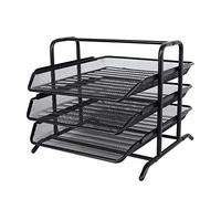 EasyPAG 3 Niveles Metal Malla Oficina A4 Escritorio Bandeja Documento Soporte Archivos Organizador Revistero Almacenamiento Papeles Clasificador Carta Estante Folios,Negro