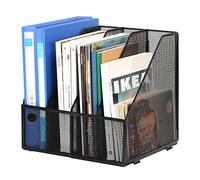 EasyPAG 4 Compartimentos Metal Malla A4 Organizador Revistero Soporte Archivador Bandeja Escritorio Clasificador Papeles Almacenamiento Documentos Estante Folios,Negro