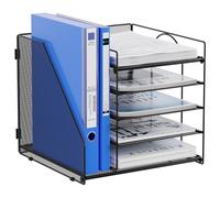 EasyPAG Organizador de escritorio de malla metálica A4 de 6 compartimentos, bandejas de archivo, organizador de papel, almacenamiento de revistas, estante de archivo para oficina y hogar, color negro
