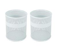 EasyPAG Paquete de 2 Metal Organizador Escritorio Portalápices Organizador Lapiceros Almacenamiento Oficina,Blanco