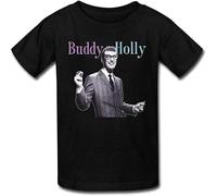Easypitwy Men's Cool Buddy Holly T Shirt Casual Graphic Comfortable Tops Black M