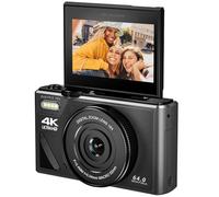 Easypix V64 Flip Cámara Digital con Pantalla Flip Pantalla Plegable 3.0" Resolución hasta 64MP Zoom Digital 18x WiFi Vlogger y Selfie