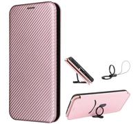 Easyshow Funda para Realme GT 8 Pro,Caja del teléfono de Fibra de Carbono, Realme GT 8 Pro con función de Soporte Case, el Estuche con Tapa magnética Estuche para-Rosa roja