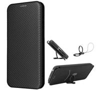 Easyshow Funda para Redmi Turbo 5/Poco X8 Pro,Caja del teléfono de Fibra de Carbono, Redmi Turbo 5/Poco X8 Pro con función de Soporte Case, el Estuche con Tapa magnética Estuche para-Negro