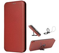 Easyshow Funda para Redmi Turbo 5/Poco X8 Pro,Caja del teléfono de Fibra de Carbono, Redmi Turbo 5/Poco X8 Pro con función de Soporte Case, el Estuche con Tapa magnética Estuche para-Marrón