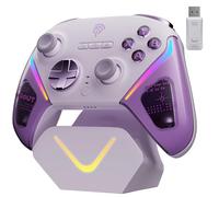 EasySMX Elite D10 Mando Inalámbrico PC con Base de Carga- Joystick TMR- Gatillos Hall de Modo Dual- Botones Mecánicos- Sondeo 1000 Hz- RGB- Batería 1000 mAh- Ideal como Regalo- PC/Switch/Móvil- Morado
