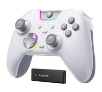 EasySMX X05 Pro Mando Inalámbrico para PC - Botones Silenciosos Mejorados, Gatillos de 2 Etapas, Joysticks Hall, Sondeo 1000Hz, Batería 1000mAh, 2.4G, Multiplataforma PC/Switch/Android/iOS, Blanco