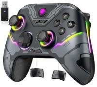 EasySMX X15 Mando PC Inalámbrico con Luz RGB - Gamepad Hall Joystick y Trigger - Regalo Ideal para Amigos en Navidad o Cumpleaños - 1000mAh Batería Recargable para PC/Switch/Móvil/Tableta - Gris