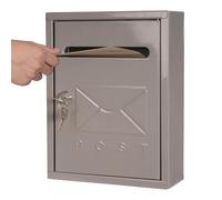 EasySpeed Buzón Metálico de Exterior con Cerradura de Llave, Buzon Individual de Fachada con Anclaje en Pared, Instalación Fácil, para Cartas y Sobres, 26x20x8 cm (Gris)