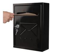 EasySpeed Buzón Metálico de Exterior con Cerradura de Llave, Buzon Individual de Fachada con Anclaje en Pared, Instalación Fácil, para Cartas y Sobres, 26x20x8 cm (Negro)