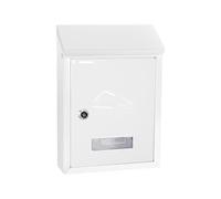 EasySpeed Buzón Metálico de Exterior con Llave Cerradura y Tapa Antilluvia, Anclaje en Pared Instalación fácil, para Cartas y Sobres, 30x22x7cm (Blanco)