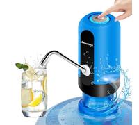 EASYSPEED Dispensador de Agua, USB-C Bateria 1200 mAh, Bomba Grifo de Agua, Eléctrica Portátil con 2 adaptadores para Botellas y garrafas de 5, 8, 10, 13 y 20 litros,Azul