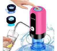EASYSPEED Dspensador de Agua con 2 adaptadores, Bateria USB 1200 mah, Grifo Bomba dosificador automático para garrafas y Botellas de 5 8 10 12 15 20 litros para oficinas y escuelas,Carmín