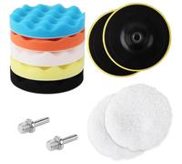 EasySpeed Kit de Pulido para Coche Moto Pintura, Esponja Grandes de 15 CM 6", 11 Piezas Con Adaptador para Taladro M14 y Almohadillas Lana para Pulir Pequeños Arañazos con Cera Pulimento,