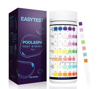 EASYTEST 150 Tiras Reactivas de Prueba Piscina y Spa 7 en 1, Tiras Para Bañera de Hidromasaje pH Prueba, Alcalinidad, Dureza Total, Medidor Cloro Libre, Acido Cianurico,Cloro y Bromo