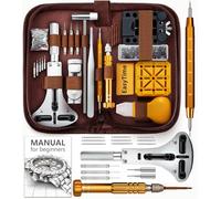 EasyTime - Kit de herramientas de reparación de relojes, 151piezas de repuesto para reloj, correa de reloj, kit de herramientas con funda de transporte y manual de instrucciones A-Blue