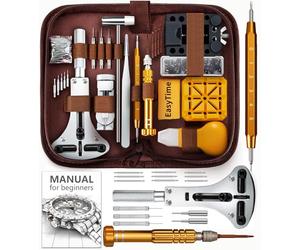 EasyTime - Kit de herramientas de reparación de relojes, 151piezas de repuesto para reloj, correa de reloj, kit de herramientas con funda de transporte y manual de instrucciones A-Blue