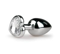 Plug Anal de Metal No.2 Easytoys con Joya en Forma de Corazón (Plata-Blanco)
