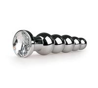 EasyToys Anal Collection - Plug anales plata con forma de bala plata con cristal- 14 cm - Consoladores anal metal - múltiples colores y tamaños