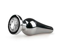 EasyToys Anal Collection - Tapón anal plata con diamante - 11,8 cm - Mediano - Consolador anal hecho de metal - Varios tamaños y colores