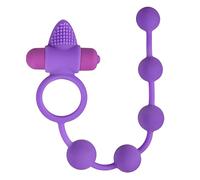 Easytoys Anillo Vibrante con Bolas Anales de Silicona, Color Púrpura - 1 Unidad
