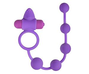Easytoys Anillo Vibrante con Bolas Anales de Silicona, Color Púrpura - 1 Unidad