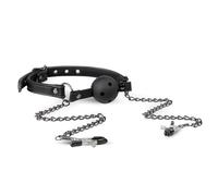 Easytoys Fetish Collection Easytoys Fetish - Mordaza de bola abierta con abrazaderas de pezón