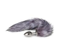 EasyToys Fetish Collection - Plug Anal 7 cm - Mediano - plug anales plata con cola de zorra gris de 45 cm - elegantes juguetes anales - Fox tail plug