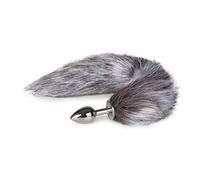 EasyToys Fetish Collection - Plug Anal 6 cm - Pequeño - plug anales plata con cola de zorra gris de 40 cm - elegantes juguetes anales - Fox tail plug