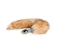 EasyToys Fetish Collection - Plug Anal 6 cm - Pequeño - plug anales plata con cola de zorra marrón de 40 cm - elegantes juguetes anales - Fox tail plug