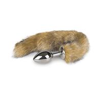 EasyToys Fetish Collection - Plug Anal 7 cm - Mediano - plug anales plata con cola de zorra marrón de 35 cm - elegantes juguetes anales - Fox tail plug