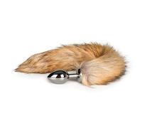 EasyToys Fetish Collection - Plug Anal 7 cm - Mediano - plug anales plata con cola de zorra marrón de 42 cm - elegantes juguetes anales - Fox tail plug