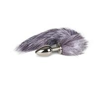 EasyToys Fetish Collection - Plug Anal 9 cm - Grande - plug anales plata con cola de zorra gris de 44 cm - elegantes juguetes anales - Fox tail plug