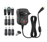 EasyULT 12W Adaptador de Fuente, Casa Fuente de Alimentación Universal con 9 Desmontable DC Conector para 3V-12V Varios Dispositivos para electrodomésticos, 1000 mA MAX (Negro)