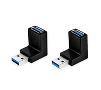 EasyULT 2 Piezas Adaptador USB 3.0 Conector Acoplador de ángulo Ascendente y Descendente Vertical de 90 Grados Macho a Hembra, 5 Gbps Adaptador Conector USB A De Velocidad Rápida Cambiador