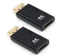EasyULT 2pcs Adaptador DisplayPort a HDMI, DP Convertidor Macho a Hdmi Hembra, Resolución 4k Ultra Full HD de 1080p, para Monitor, Proyector, Mac, Tableta(Negro)