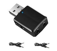 EasyULT Adaptador Bluetooth USB 5.0, Transmisor Receptor Bluetooth 3-en-1 con Audio Inalámbrico 3.5MM Cable, para PC/TV/Auriculares/Altavoces/Radio(Negro)
