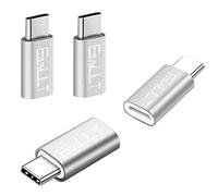 EasyULT Adaptador USB C, 4 Pack Adaptador USB Type C a Micro USB Conector Convertidor para Transferencia de Datos para XiaoMI, Huawei P20 Lite,Galaxy S9/S8 y más-Plata