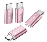 EasyULT Adaptador USB C, 4 Pack Adaptador USB Type C a Micro USB Conector Convertidor para Transferencia de Datos para Huawei P20 Lite,Galaxy S9/S8 y más-Oro Rosa
