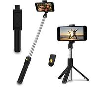 EasyULT Palo Selfie Trípode, 3 en 1 Extensible Bluetooth Selfie Stick Rotación, con Mando a Distancia Inalámbrico Desmontable, para Huawei y Otros Android e iOS de 4.7-6 Pulgadas-Negro