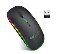 EasyULT Ratón Inalámbrico Bluetooth Recargable, LED Recargable Silencioso Ratón inalámbrico Modo Dual (BT 5.1 + 2.4G USB), 3 dpi 800/1200/1600, Compatible con Laptop/PC/Mac/Windows