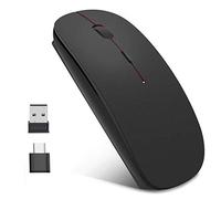 EasyULT Ratón Inalámbrico,Portátil 2.4G con Receptor Nano,Silencioso Infame Ratón óptico Silencioso Click Mini,Ultra Delgado 1600 dpi para Computadora Portátil,PC,Portátil,Computadora,Macbook (Negro)
