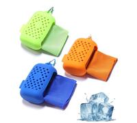 EasyULT Toalla de enfriamiento, Toalla de Hielo Fría Instantánea, Toalla de Microfibra para Gimnasio Golf Running Yoga, con Bolsa de Almacenamiento de Silicona-(Naranja + Azul + Verde)