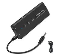 EasyULT Transmisor Receptor Bluetooth 5.0, Inalámbrico Adaptador Portátil Bluetooth 3-en-1 con 3.5mm Audio Cable, para PC/TV/Auriculares/Altavoces/Estéreo/Radio -Negro