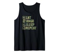 Eat Bingo Sleep Repeat Gráfico de bingo básico simple Camiseta sin Mangas